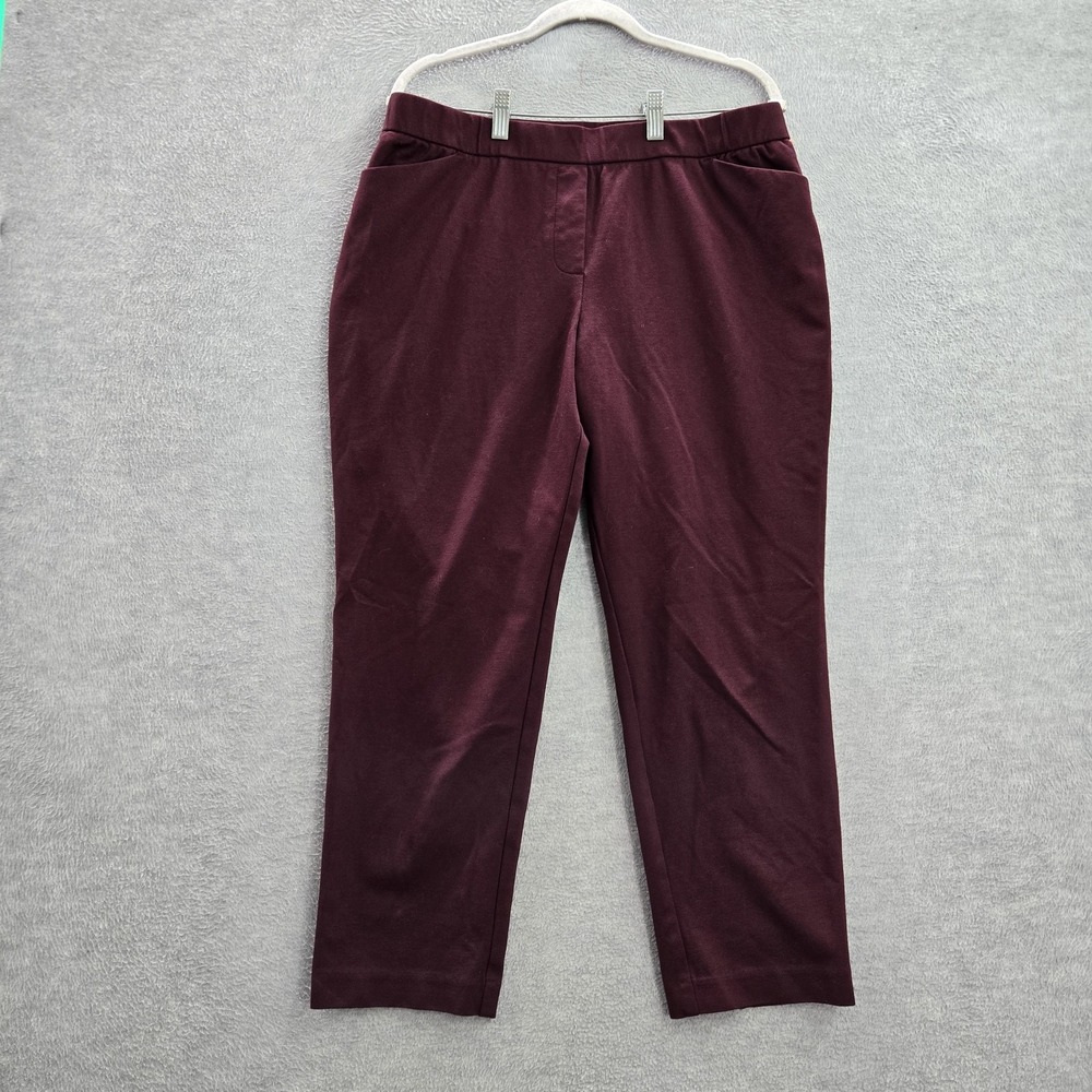 J Jill Women Pants L PETITE Ponte Red Slim Leg Straight Viscose Nylon Spandex